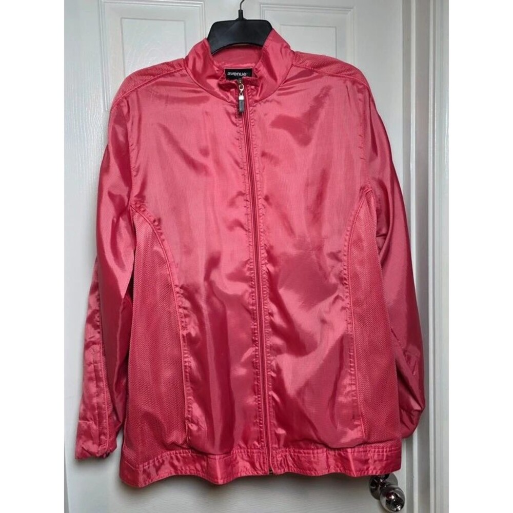 Avenue Plus Size Pink Full Zip Windbreaker Track Jacket - Size 18/20